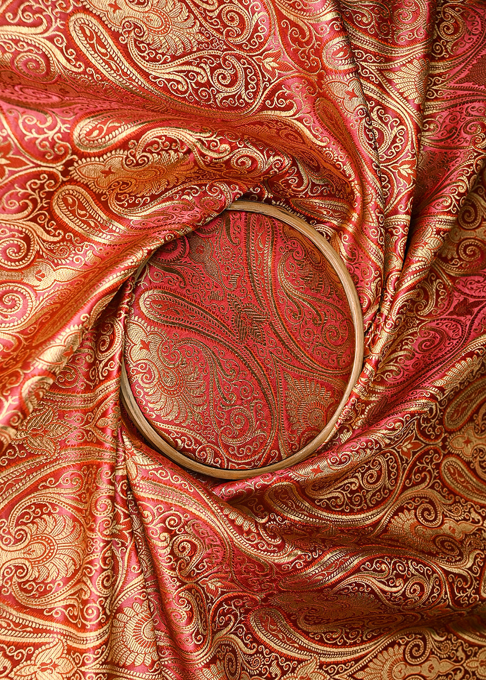 Wine-Banarasi-Brocade-Fabric-With-All-Over-Golden-Zari-Handloom-21846-close-view