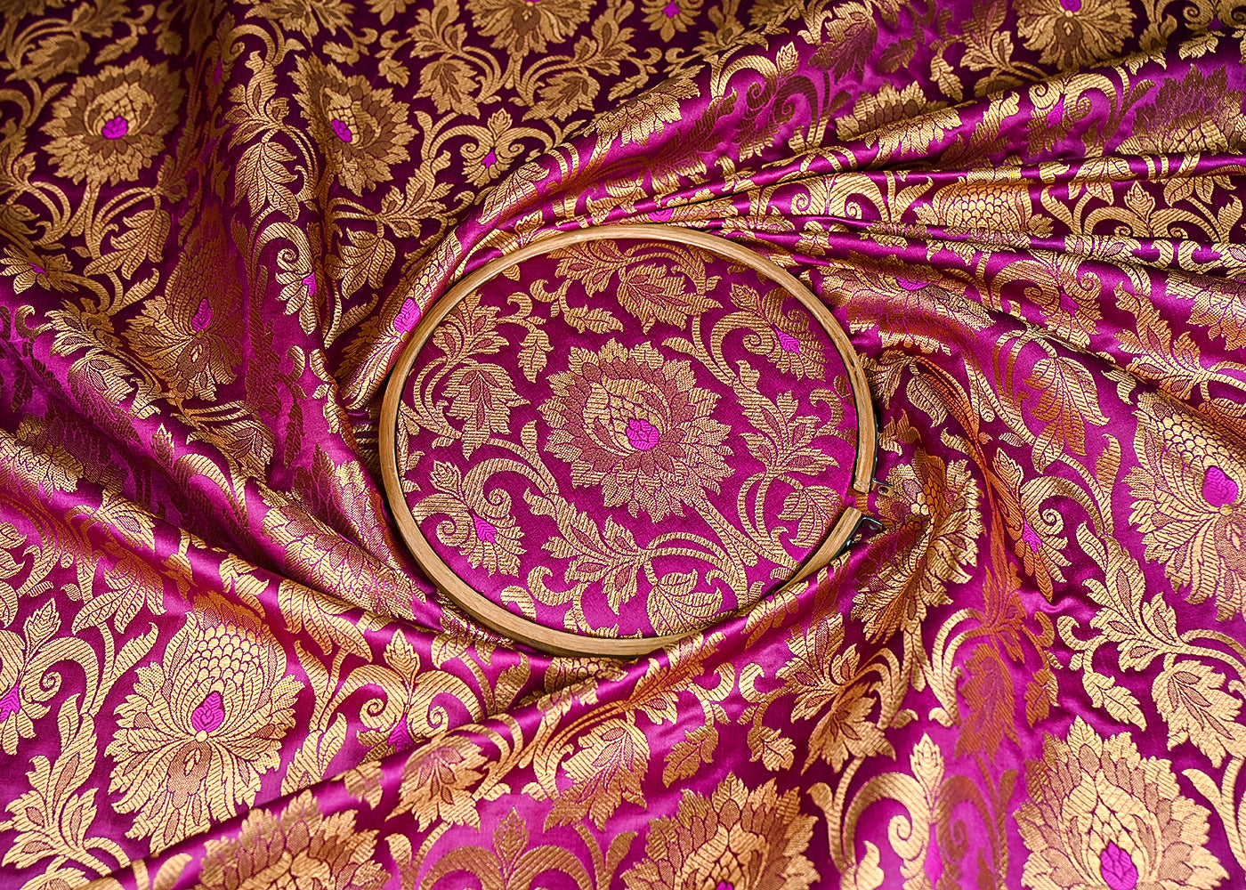 Purple-Banarasi-Brocade-Fabric-With-All-Over-Golden-Zari-Handloom-21861-close-view