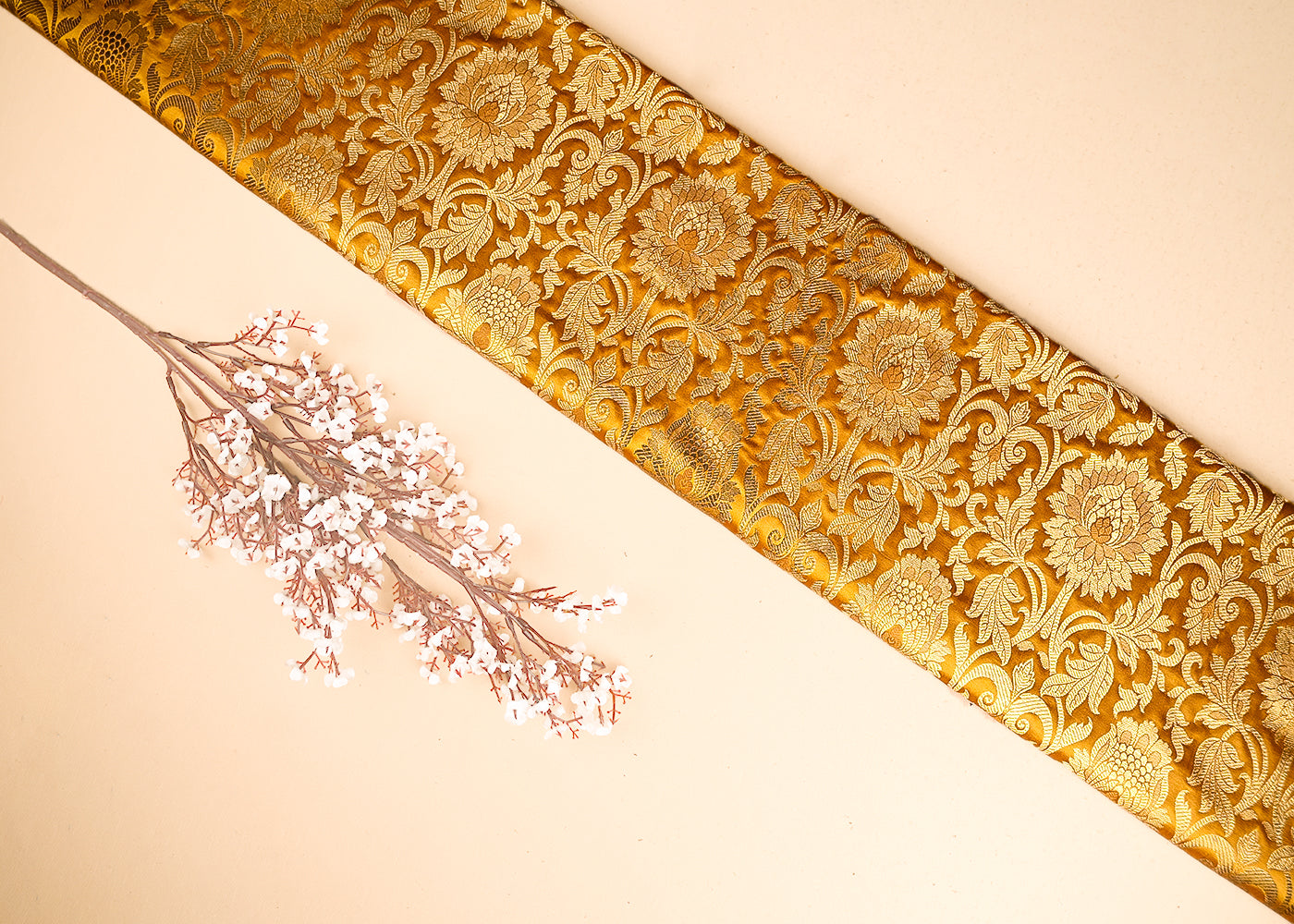 Mustard-Banarasi-Brocade-Fabric-With-All-Over-Golden-Zari-Handloom-21863