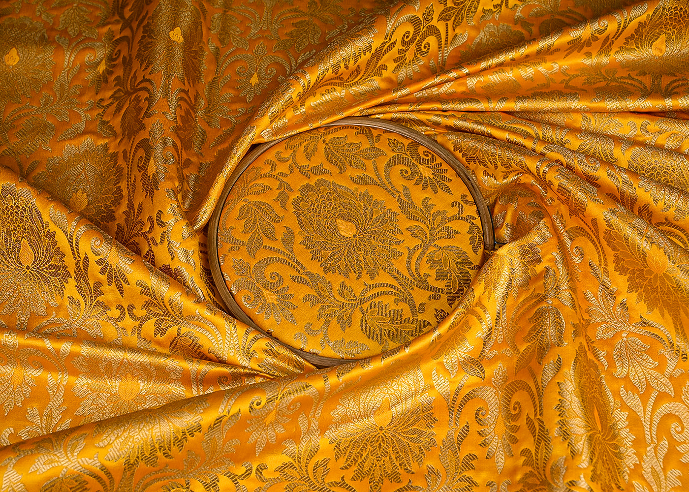 Yellow-Banarasi-Brocade-Fabric-With-All-Over-Golden-Zari-Handloom-21864-close-view