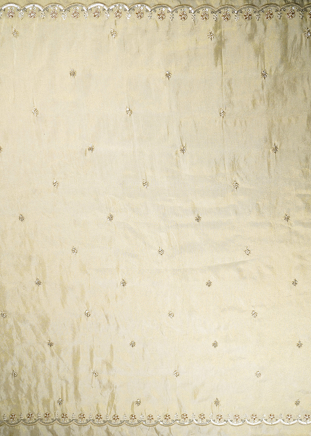 Golden-Dyeable-Tissue-Fabric-With-All-Over-Buti-Of-Katdana-Bead-Sequins-And-Thread-Work-With-One-Side-Scalloped-Border-21870-border-view
