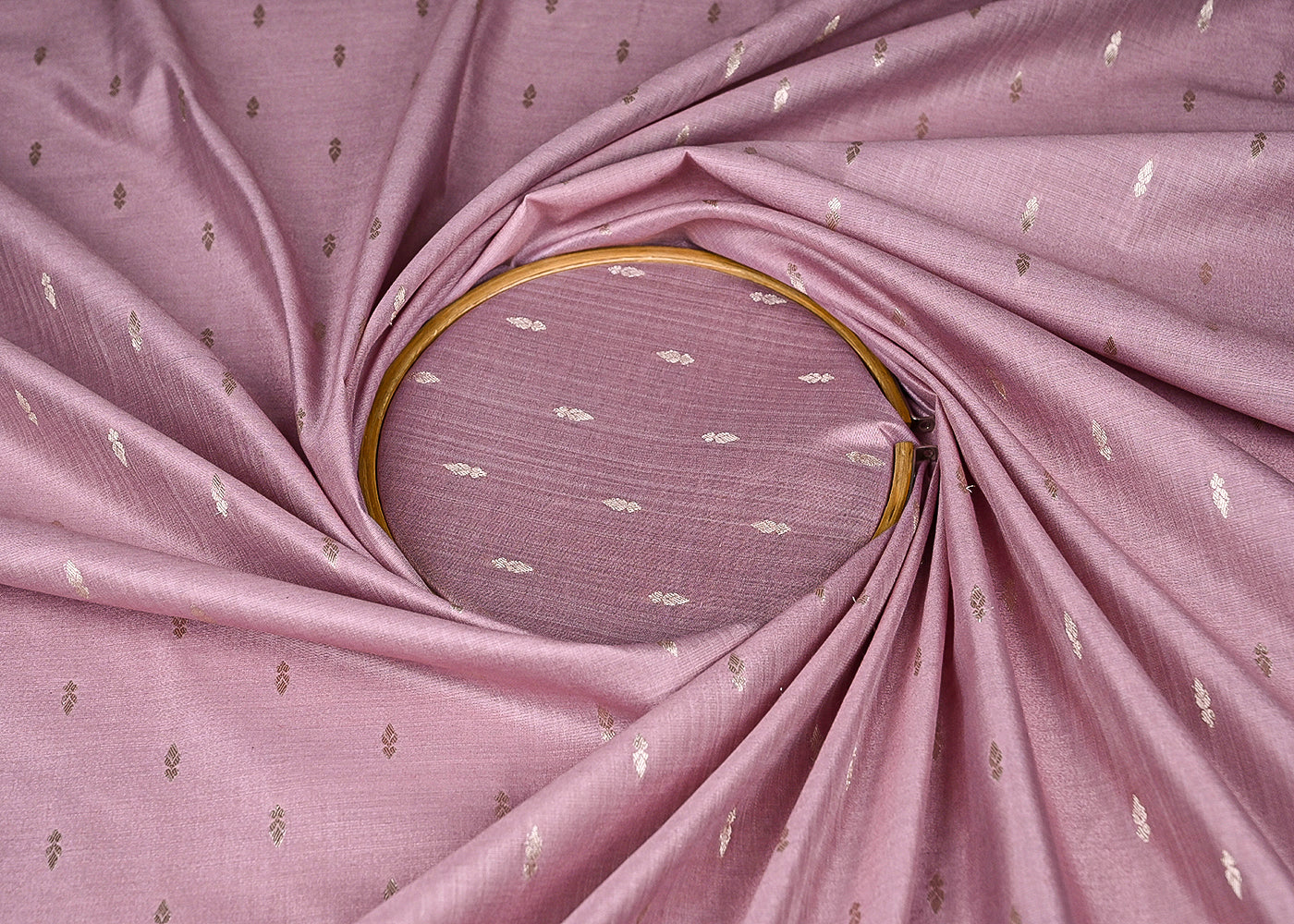 Lavender Cotton Silk Fabric With All Over Zari Handloom 21891