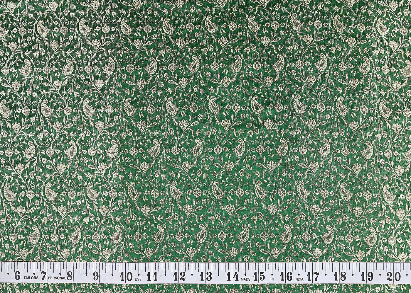 Green Banarasi Brocade Fabric With All Over Zari Handloom 21909