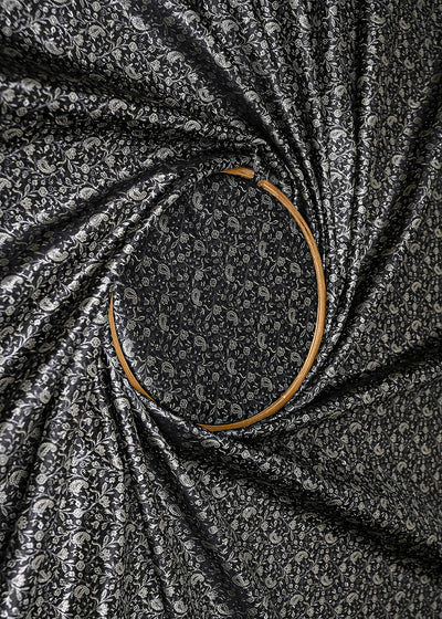 Black Banarasi Brocade Fabric With All Over Zari Handloom 21914
