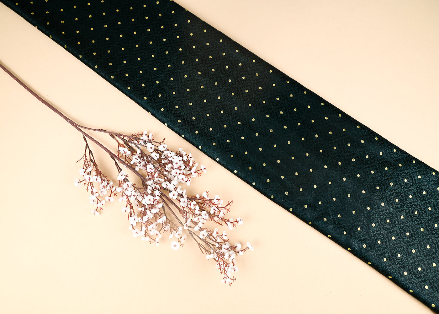 Bottle Green Banarasi Brocade Fabric With All Over Golden Zari Handloom 21917