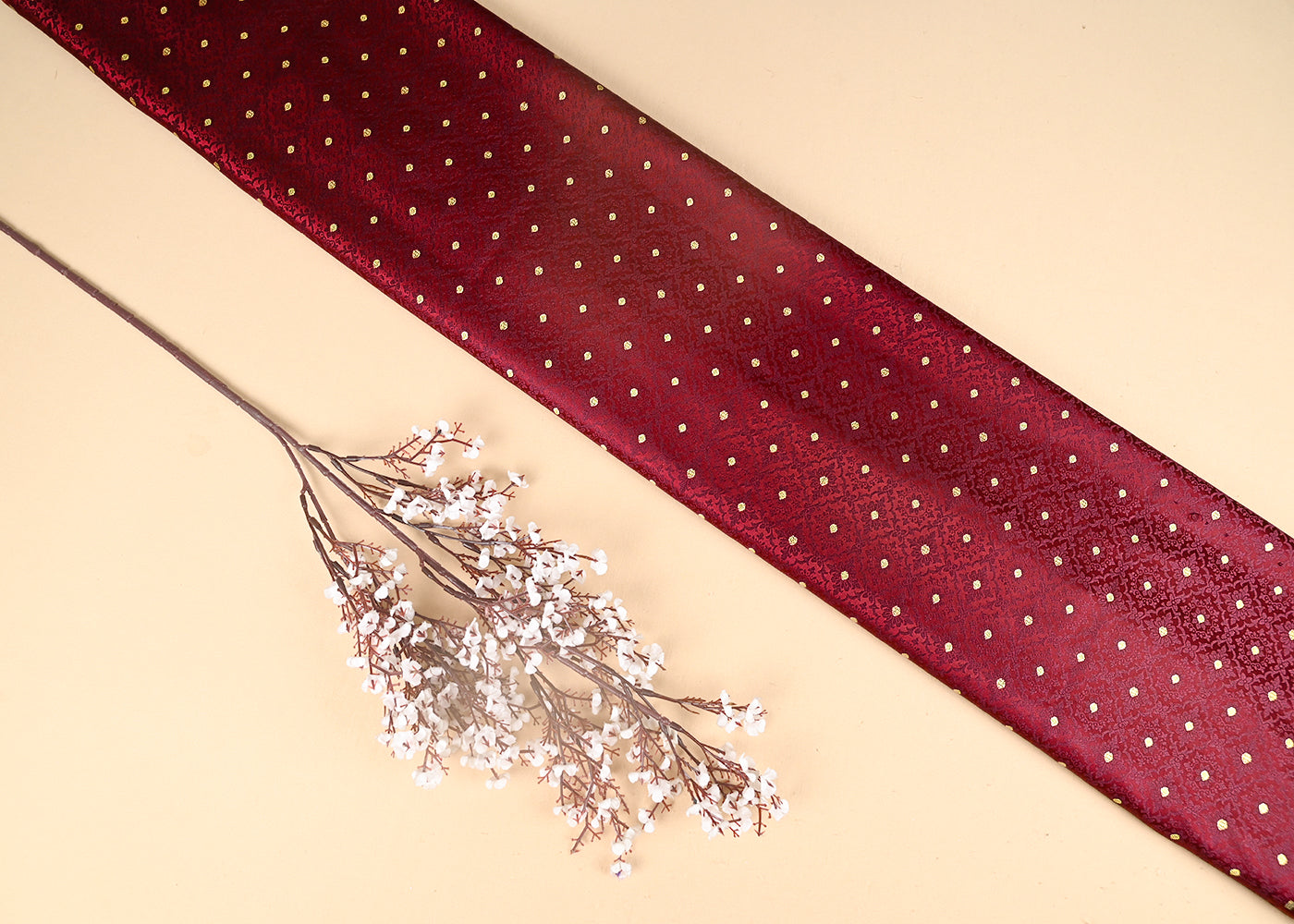 Maroon Banarasi Brocade Fabric With All Over Golden Zari Handloom 21921