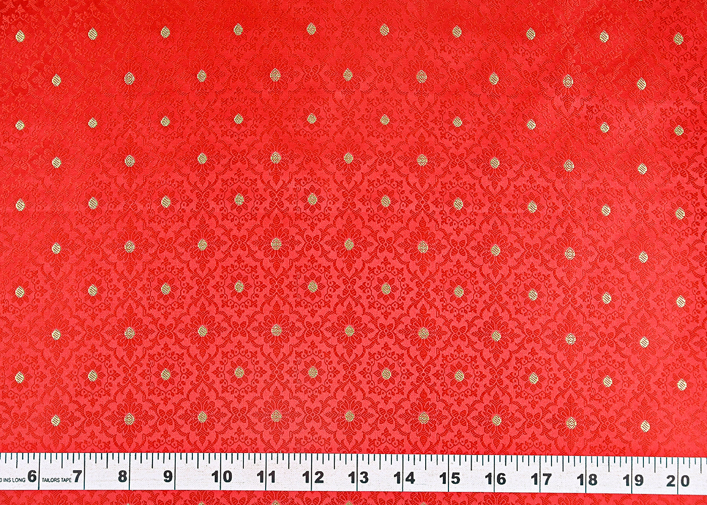 Red Banarasi Brocade Fabric With All Over Golden Zari Handloom 21922
