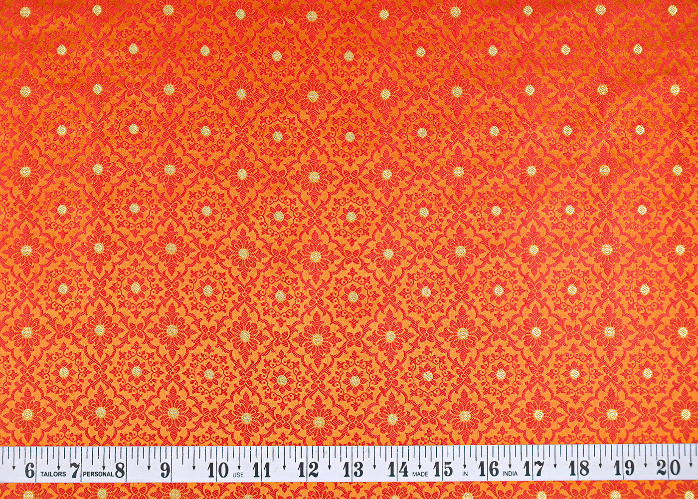 Mustard Banarasi Brocade Fabric With All Over Golden Zari Handloom 21923