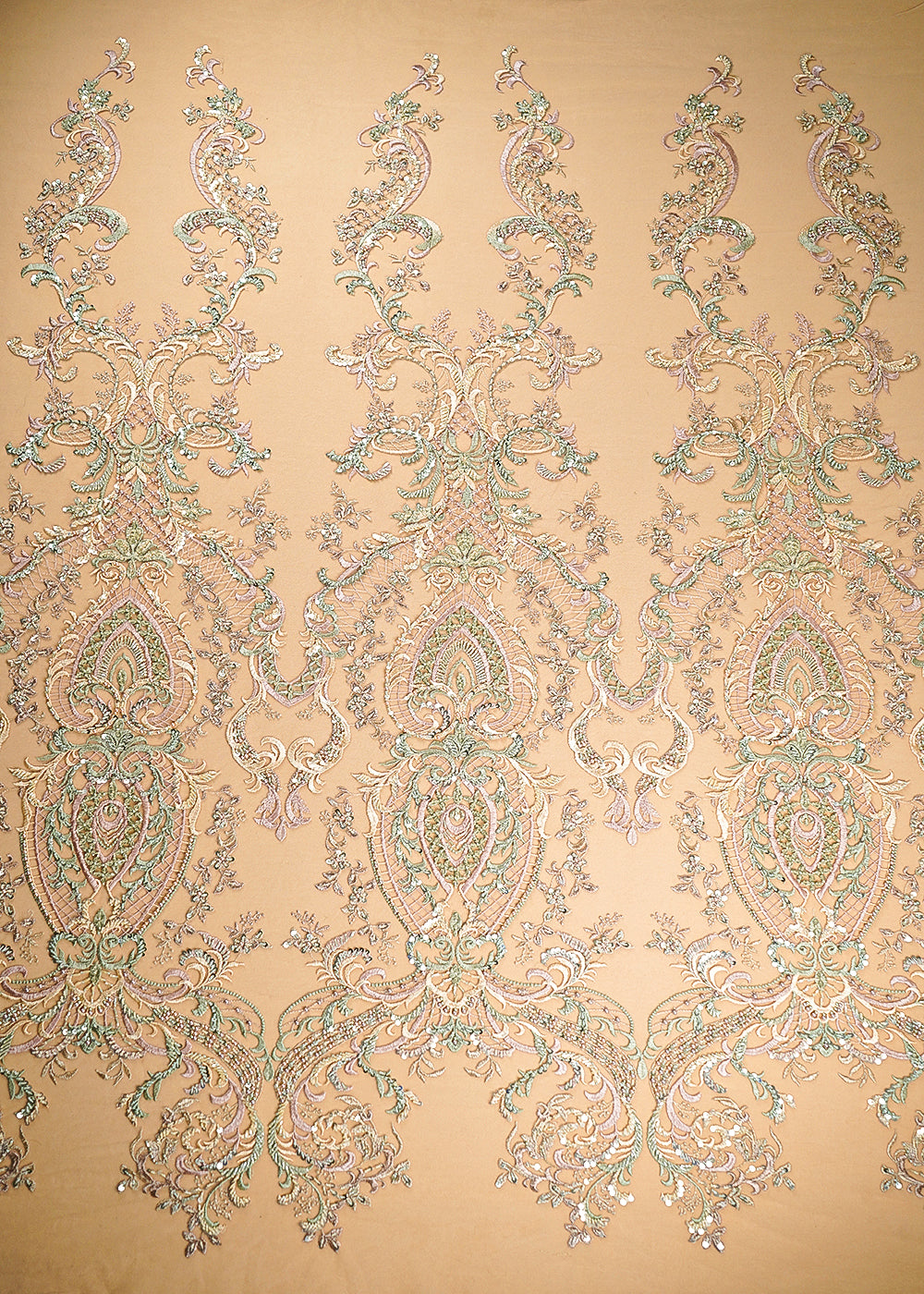 Cream Imported Net Fabric With All Over Sequins, Thread, Bead And Katdana Work 21937