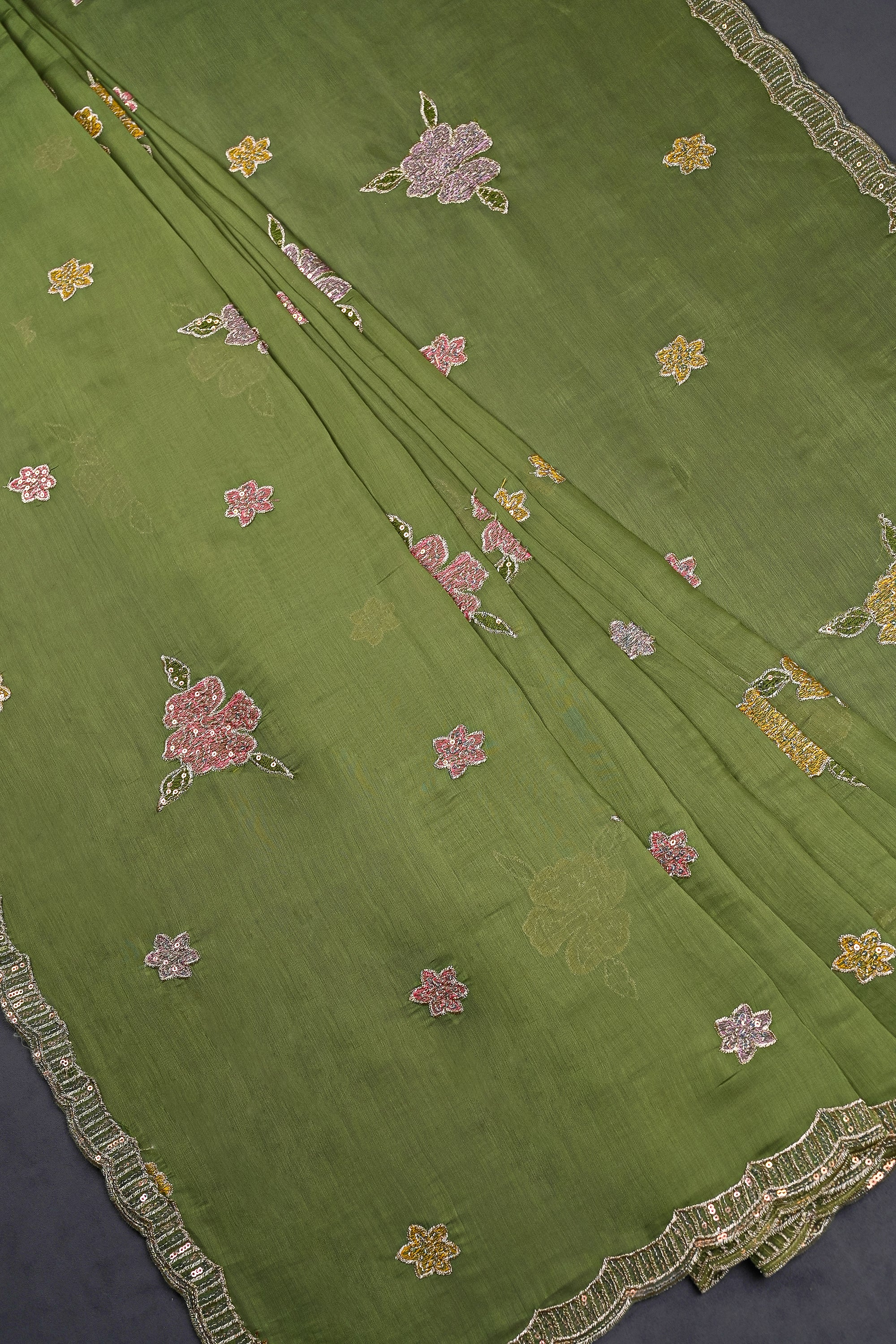 Green-Chanderi-Dupatta-With-All-Over-Zari,-Thread-And-Sequins-Work-21944-silhoutte-view