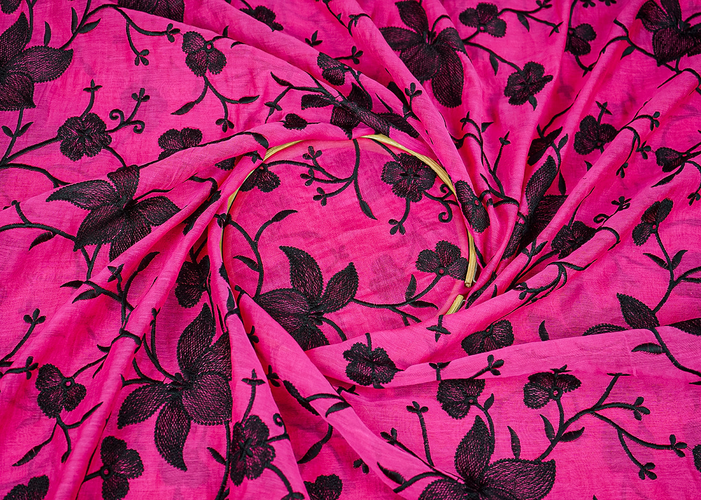Pink Chanderi Fabric With All Over Thread Work 21947