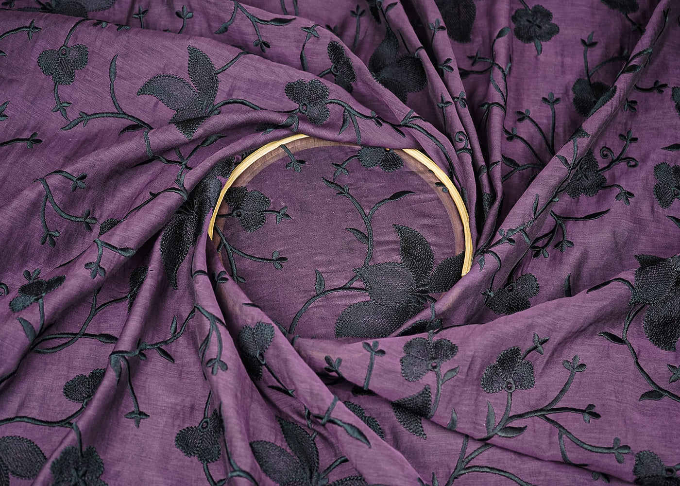 Purple Chanderi Fabric With All Over Thread Work 21948