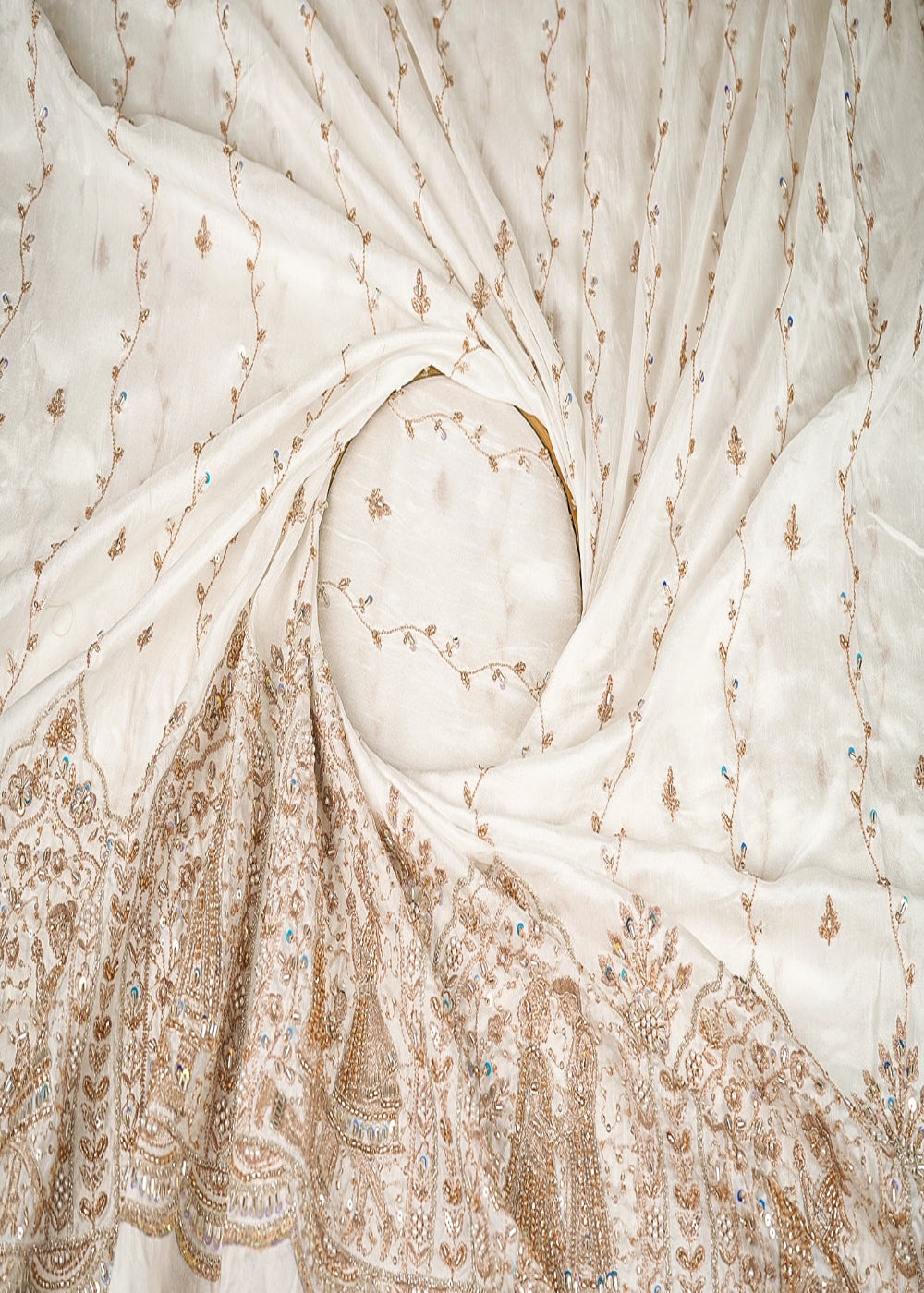 White-Dyeable-Dola-Silk-Fabric-With-All-Over-Zari-Sequins-Bead-And-Katdana-Work-With-One-Side-Scalloped-Border-21963-close-view
