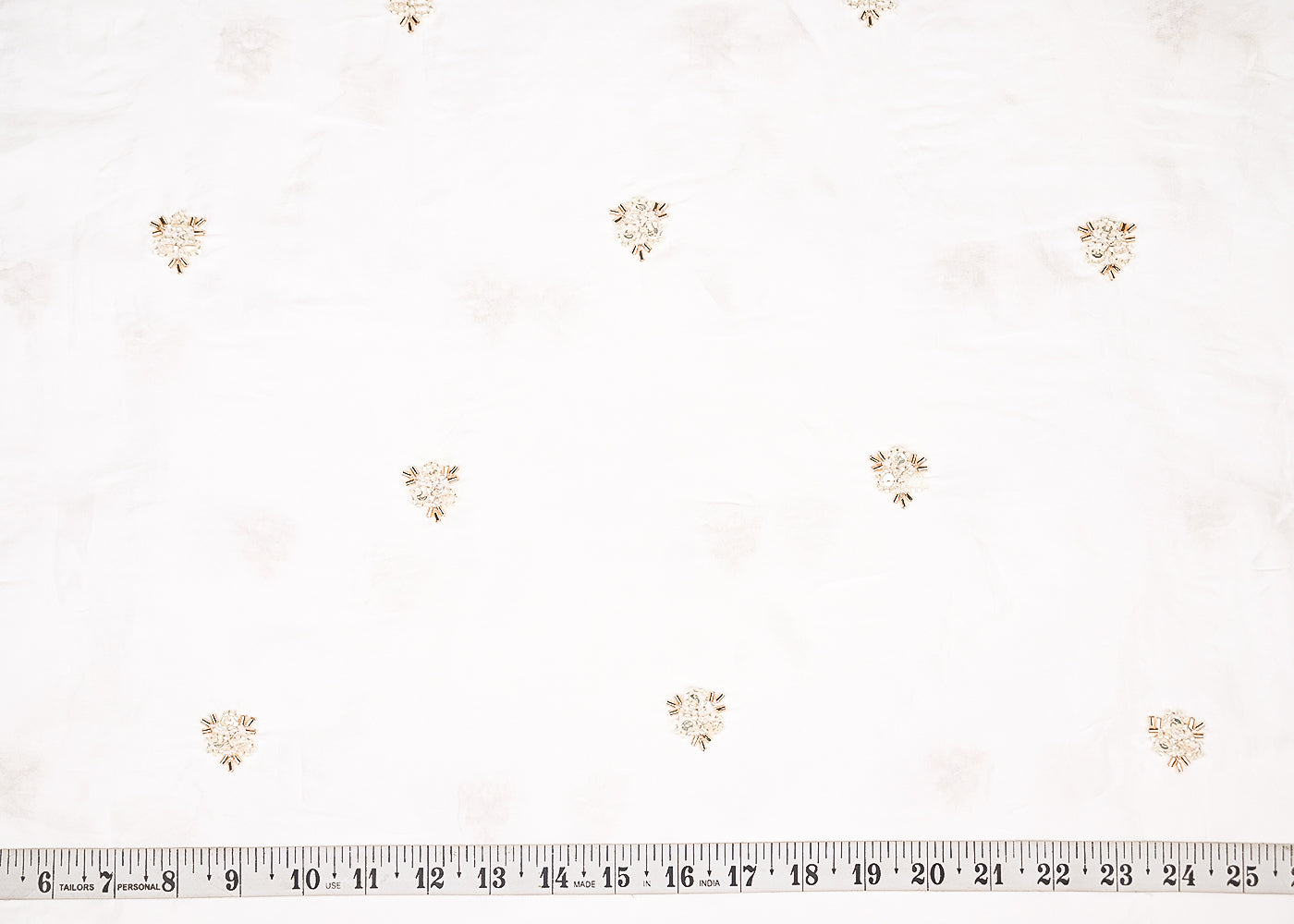 White Dyeable Crepe Fabric With All Over Buti Of Zari, Sequins, Katdana And Bead Work 21990