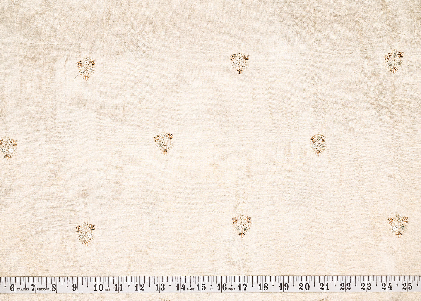 Golden Dyeable Tissue Fabric With All Over Buti Of Zari, Sequins, Katdana And Bead Work 21993