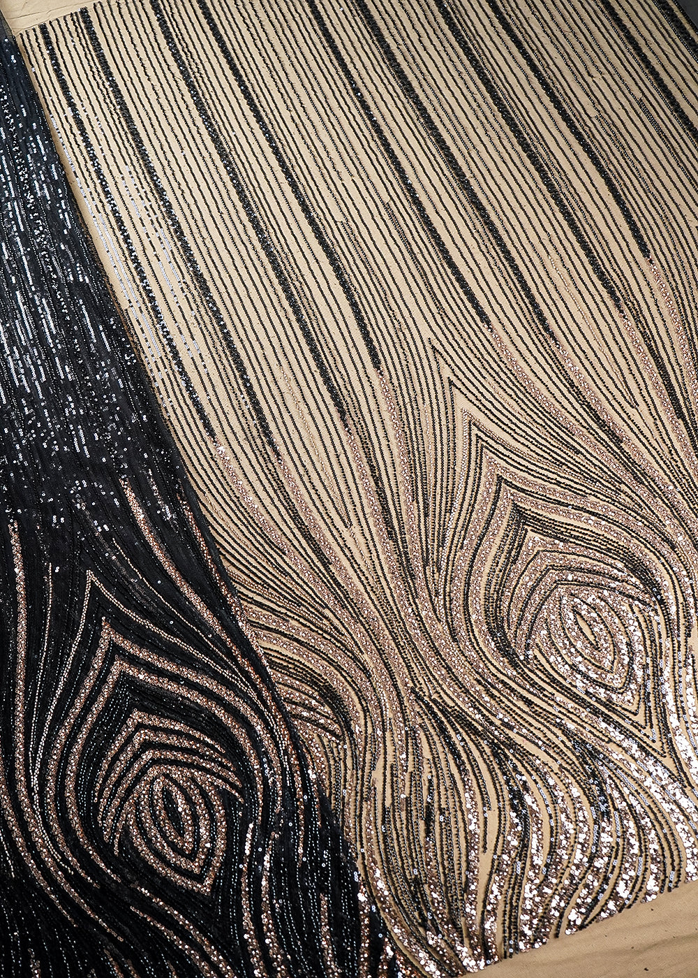 Black-Imported-Net-Fabric-With-All-Over-Sequins-And-Beads-Work-With-One-Side-Border-22042-net-view