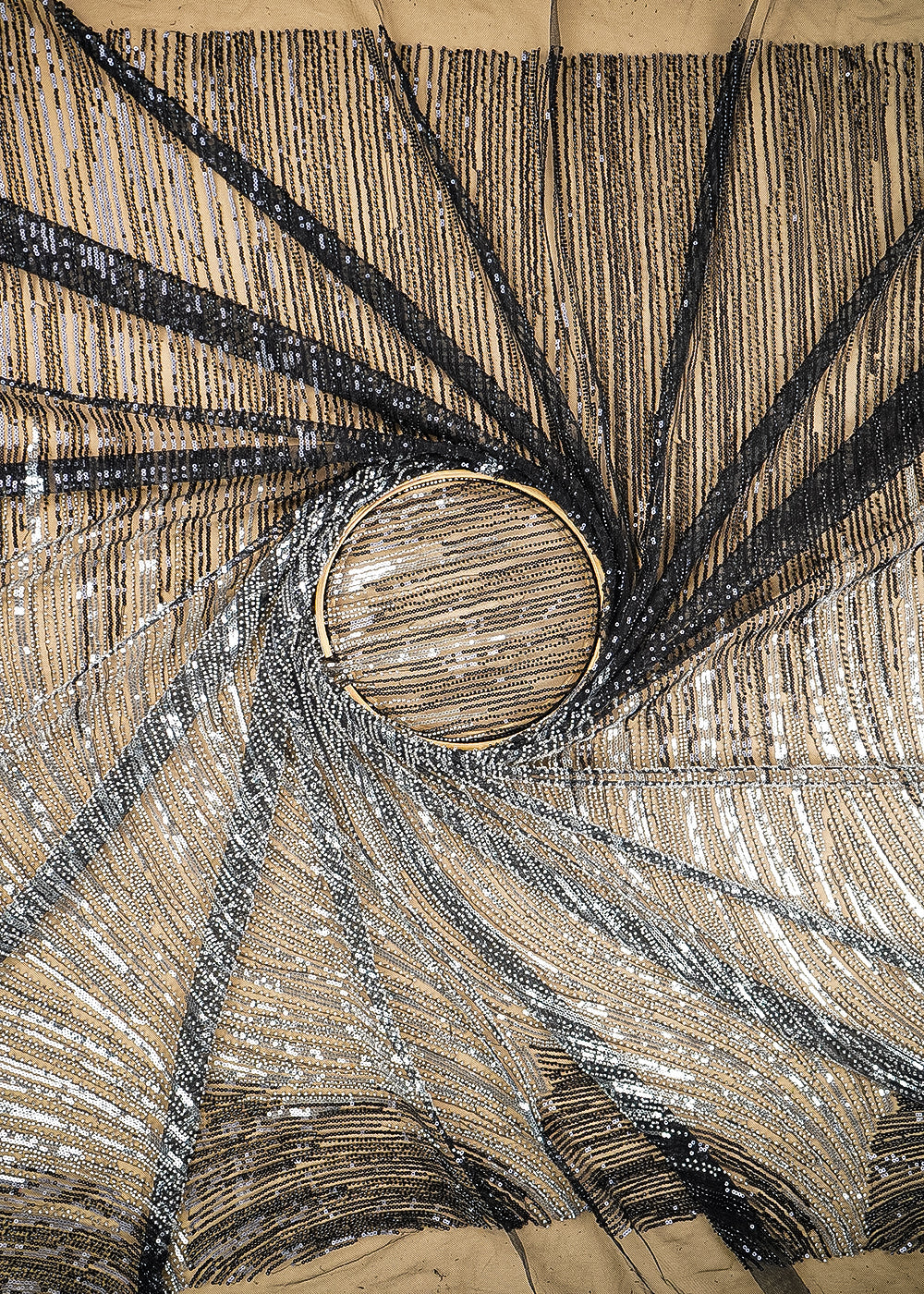 Black Imported Net Fabric With All Over Katdana And Sequins Work 22044