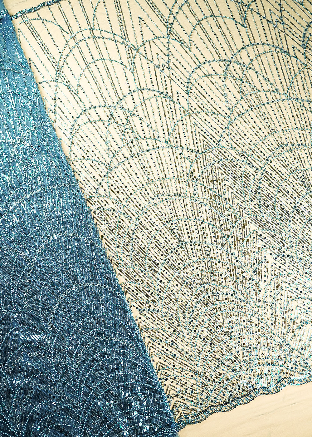 Teal-Blue-Imported-Net-Fabric-With-All-Over-Beads-And-Sequins-Work-With-Two-Side-Scalloped-Edges-22047-work-view