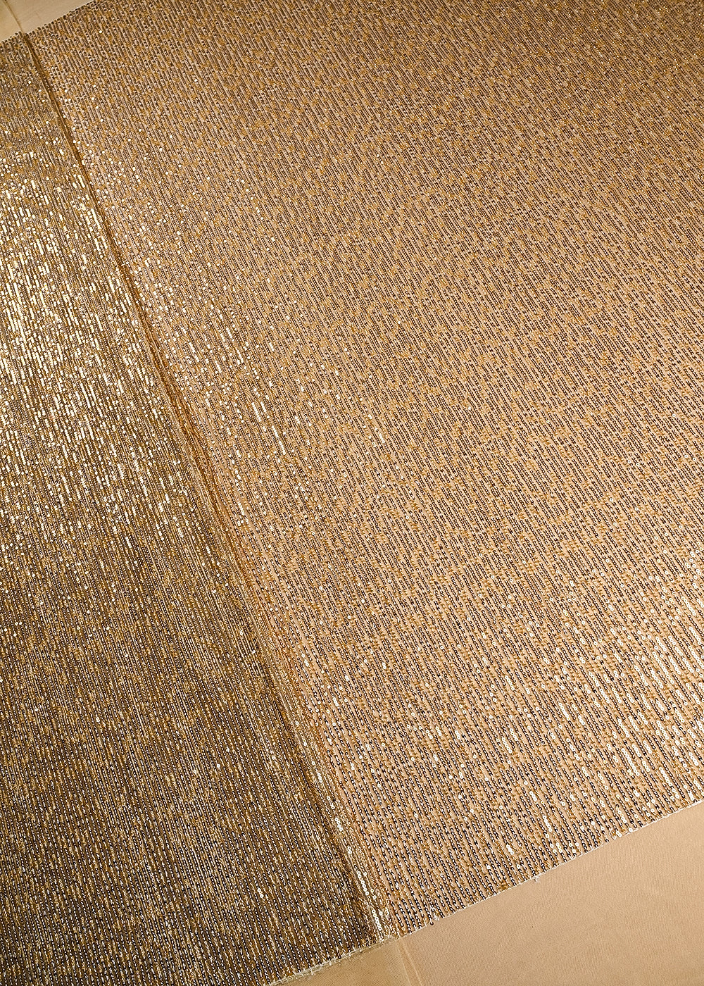 Light Golden Imported Net Fabric With All Over Bead And Sequins Work 22059