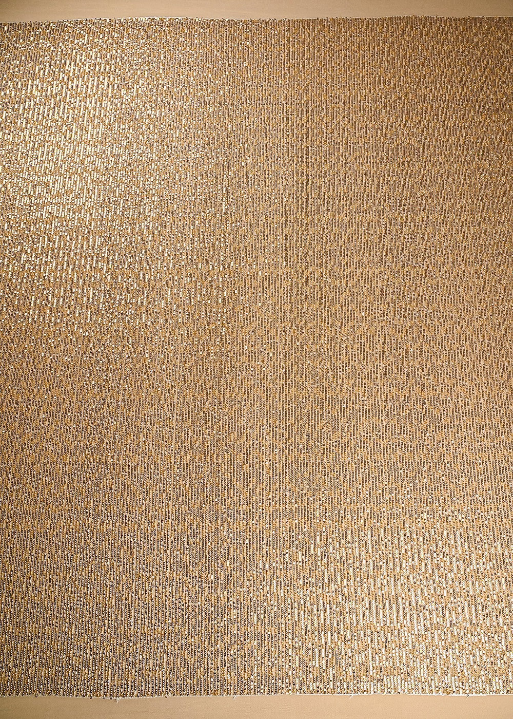 Light Golden Imported Net Fabric With All Over Bead And Sequins Work 22059