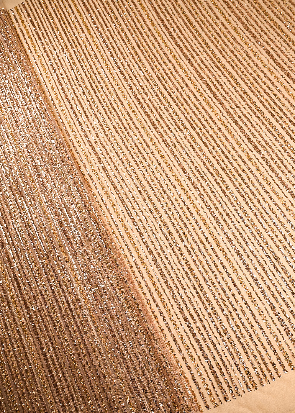 Golden Imported Net Fabric With All Over Bead And Sequins Work 22065