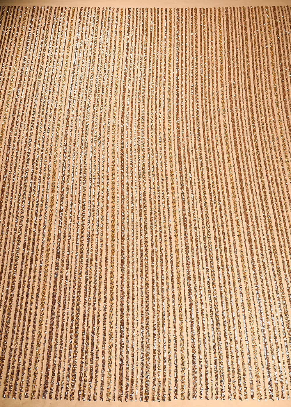 Golden Imported Net Fabric With All Over Bead And Sequins Work 22065