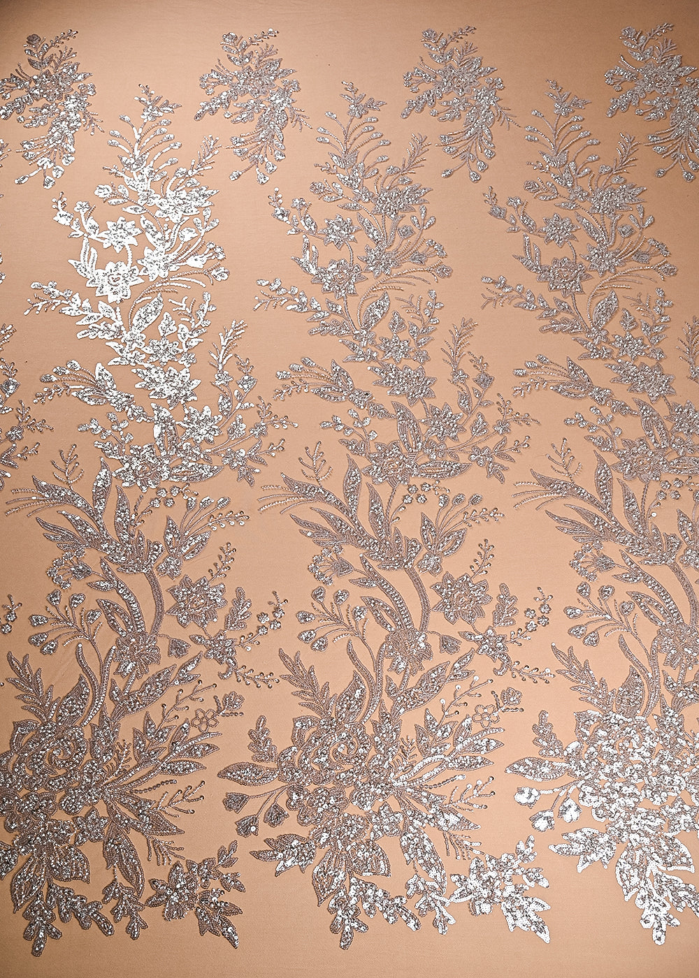 Dark Pink Imported Net Fabric With All Over Bead And Sequins Work 22087