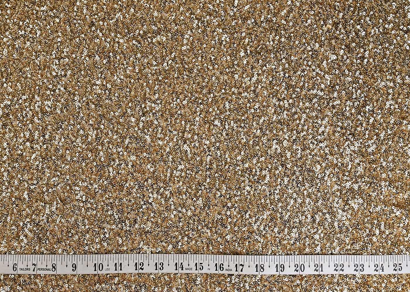 Golden Net Fabric With All Over Sequins Work 22116