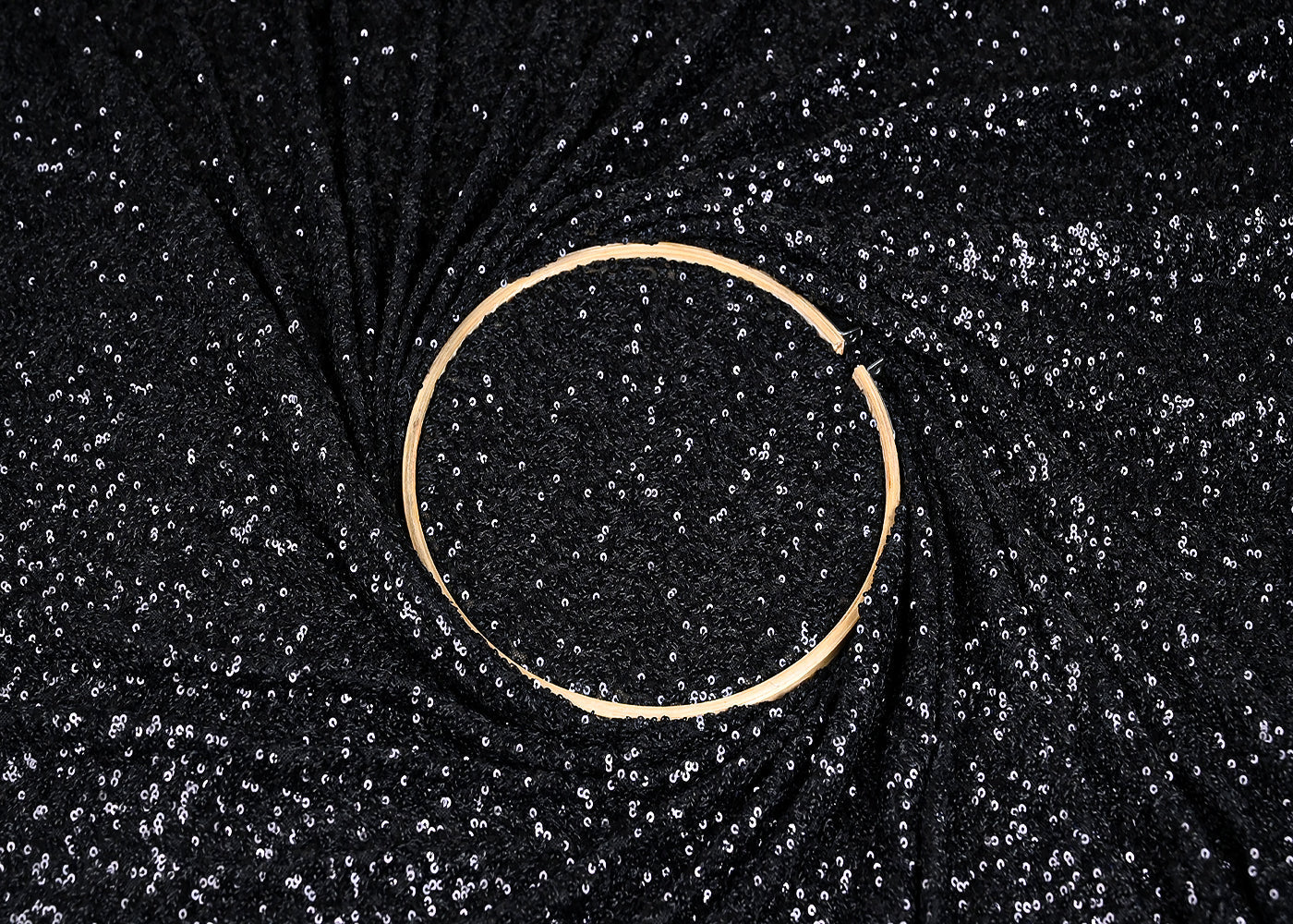 Black Net Fabric With All Over Sequins Work 22117