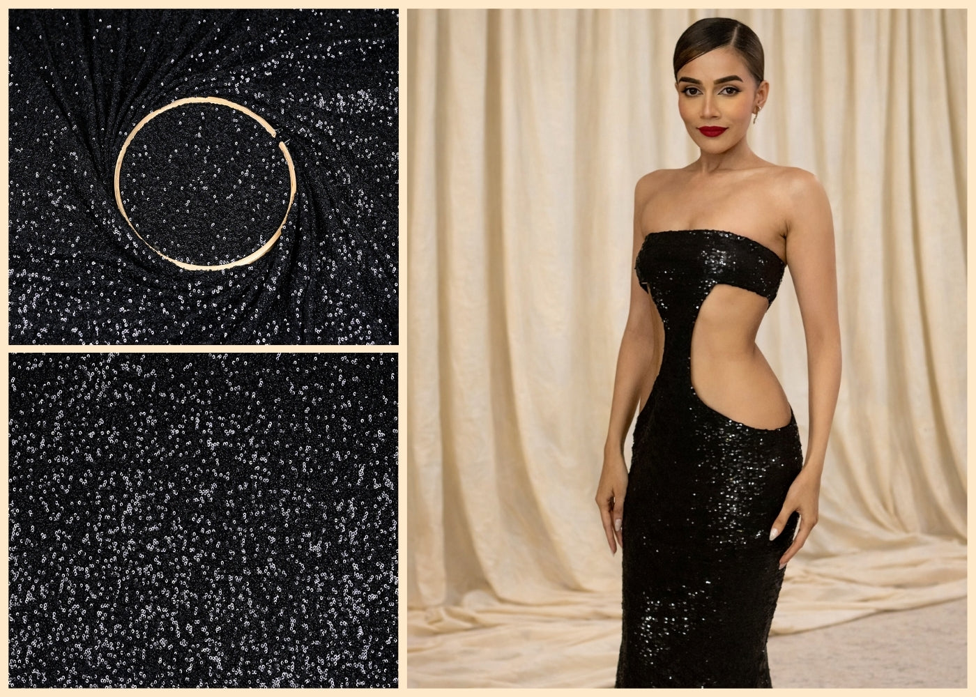 Komal Pandey Inspired Edition | Black Embroidered Net Unstitched Fabric 22117