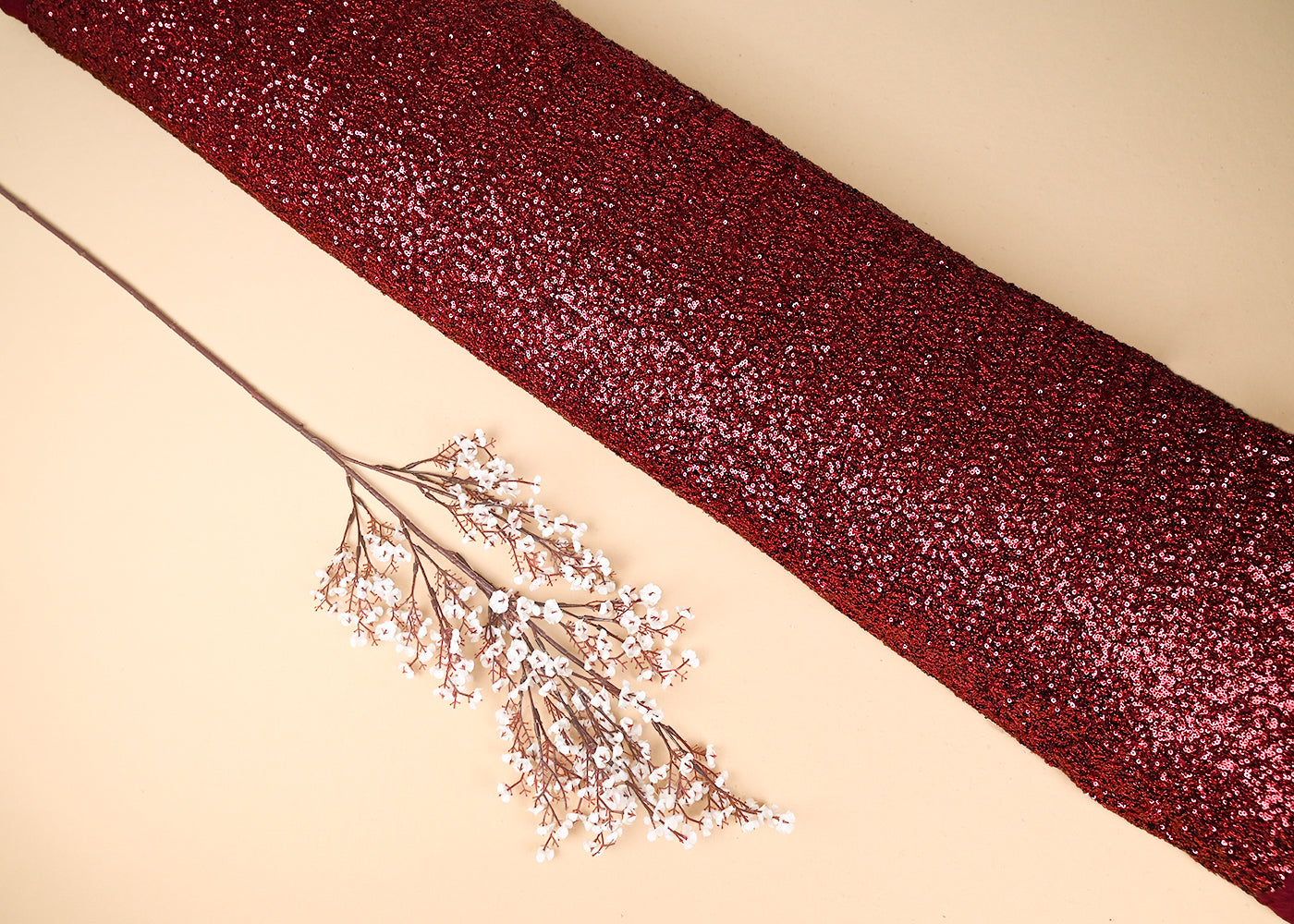 Maroon Net Fabric With All Over Sequins Work 22118