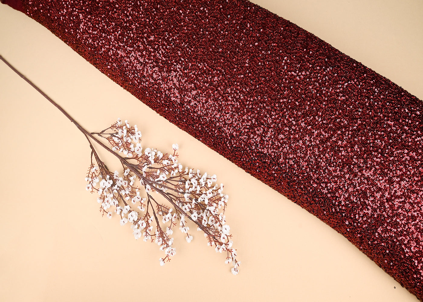 Maroon Net Fabric With All Over Sequins Work 22118