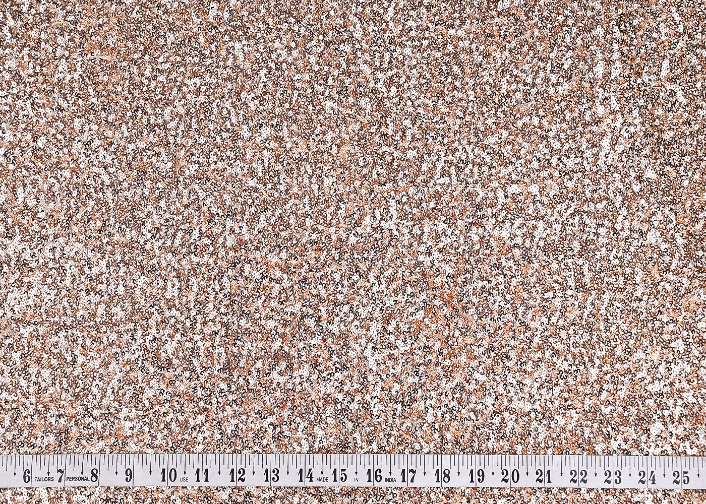 Rose Gold Net Fabric With All Over Sequins Work 22119