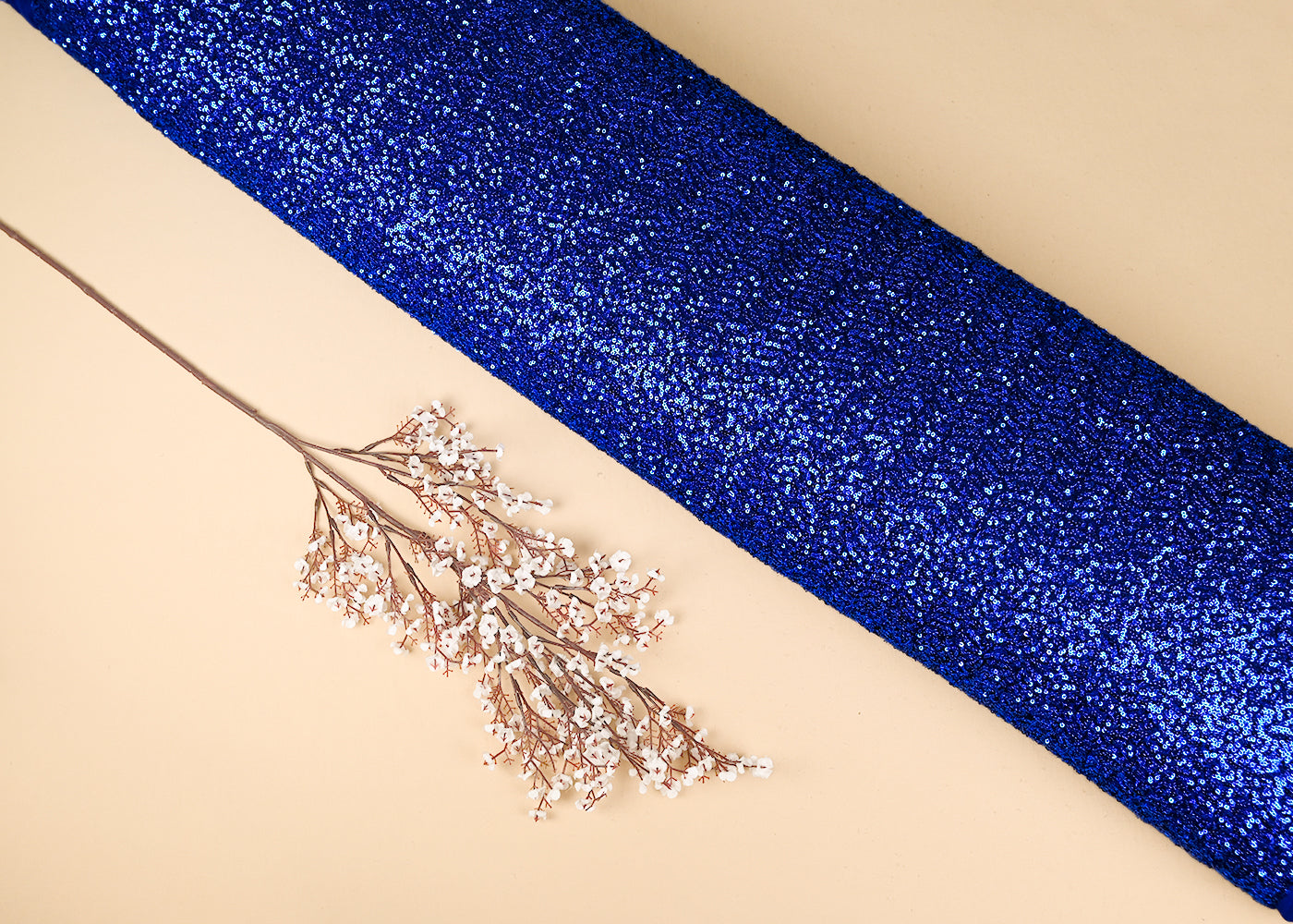 Royal Blue Net Fabric With All Over Sequins Work 22120