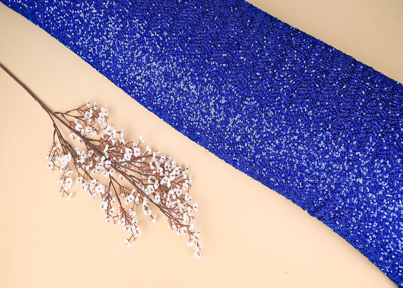 Royal Blue Net Fabric With All Over Sequins Work 22120