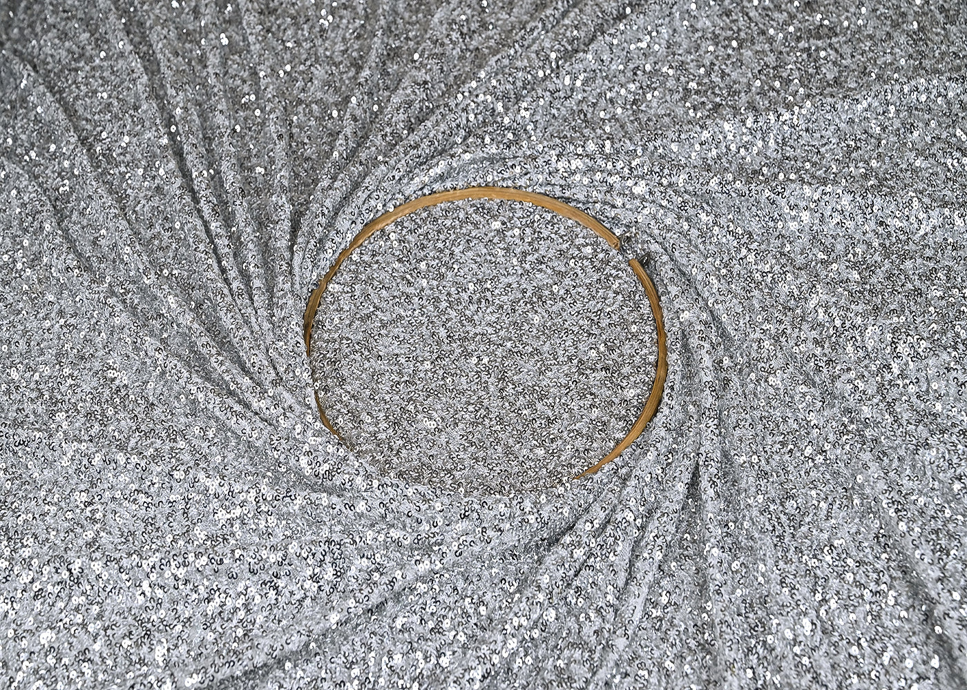 Silver Net Fabric With All Over Sequins Work 22121