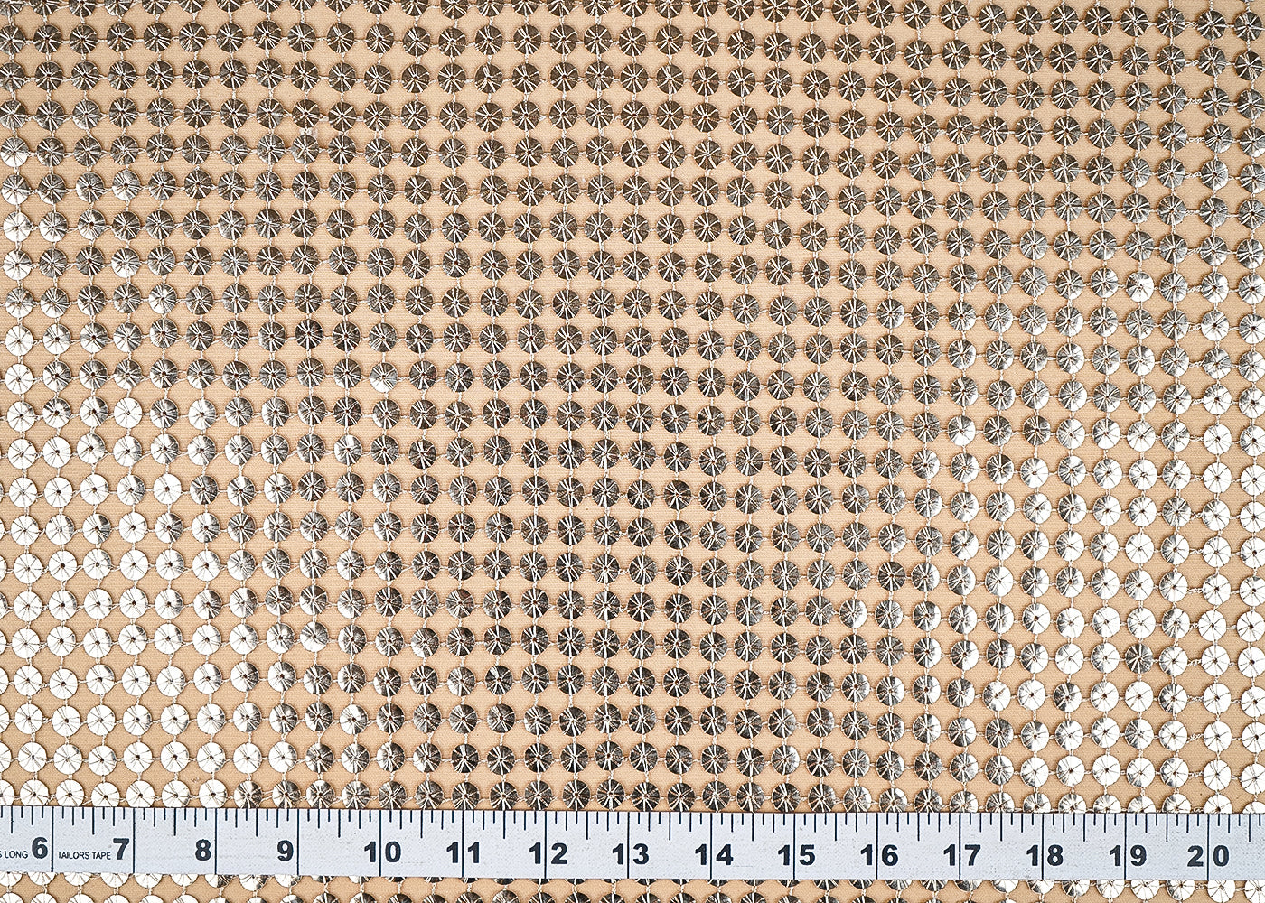 Golden Fish Net Fabric With All Over Sequins Work 22122