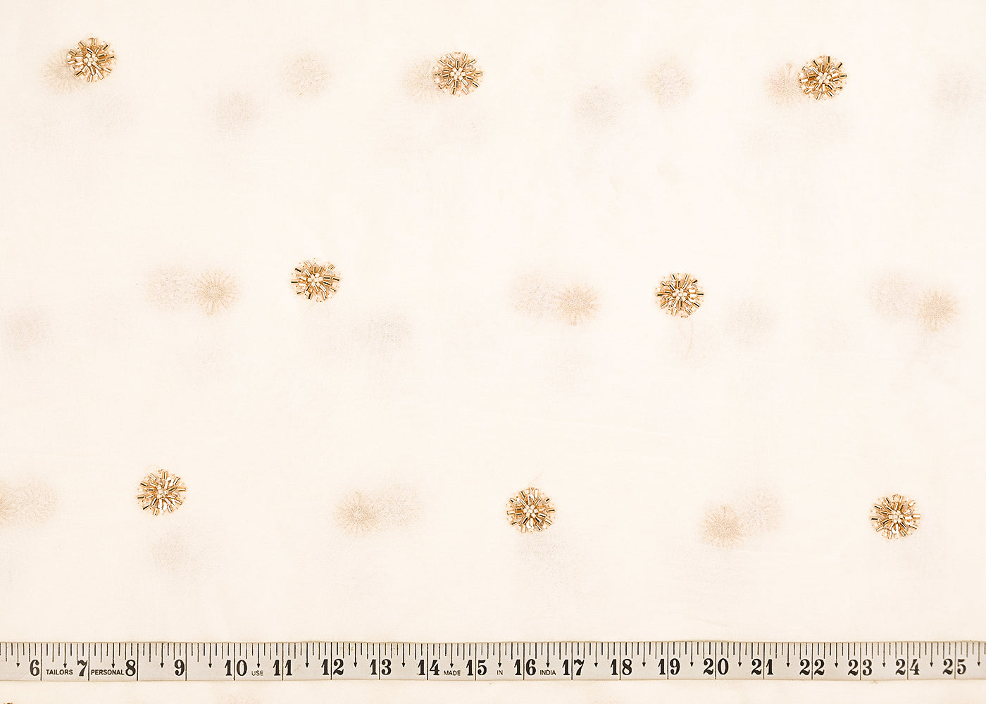 White Dyeble Georgette Fabric With All Over Sequins, Beads And Katdana Work 22144