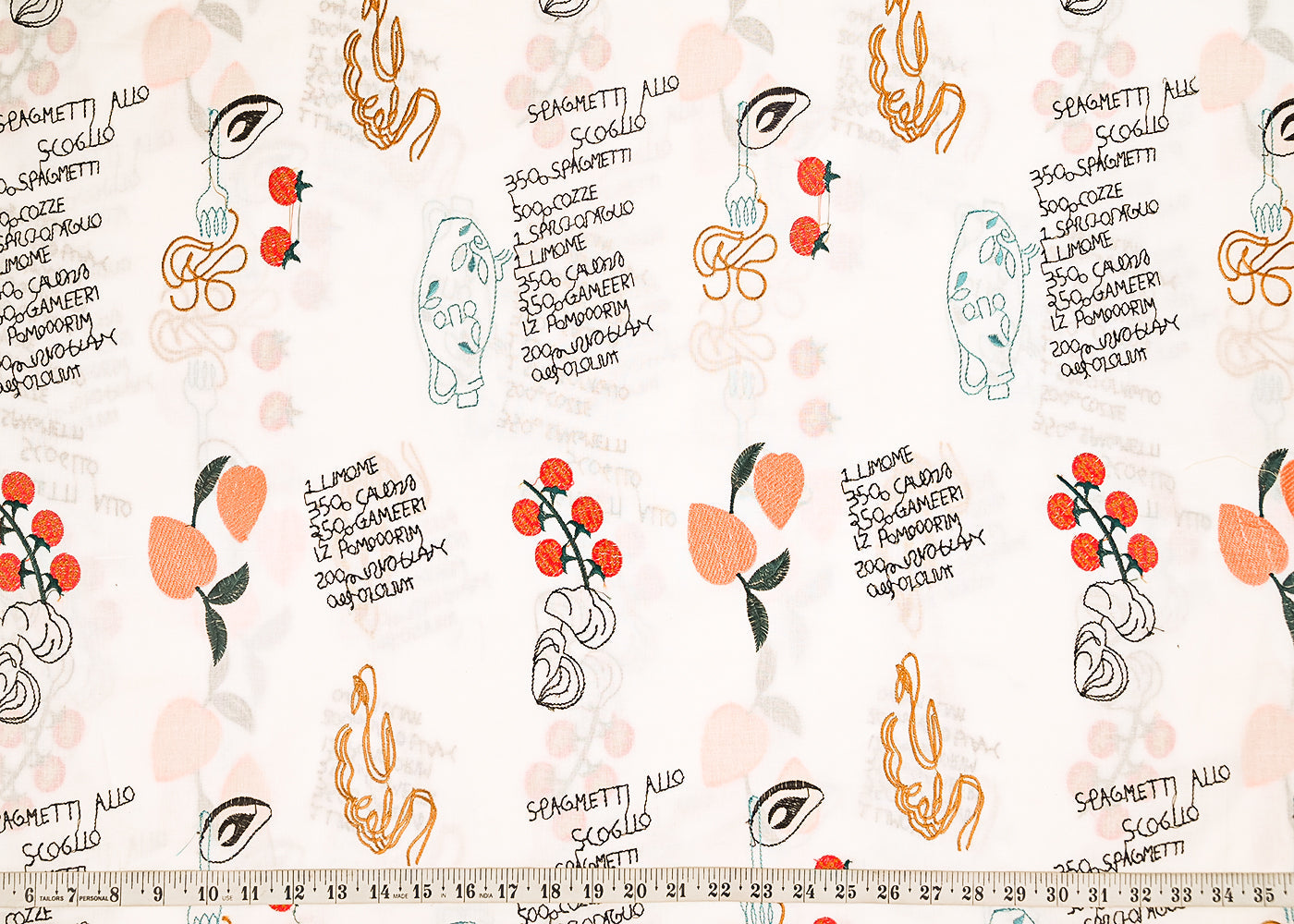 White Dyeable Cotton Fabric With All Over Multicolor Thread Work 22158