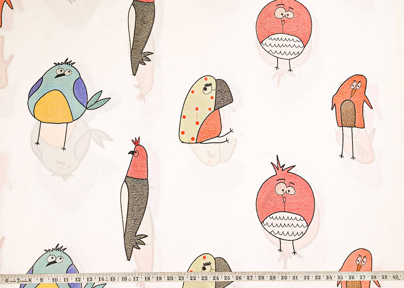 White Dyeable Cotton Fabric With All Over Multicolor Thread Work 22159