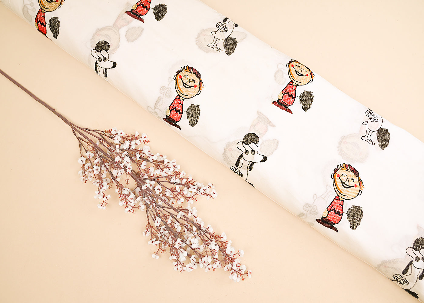 White Dyeable Cotton Fabric With All Over Multicolor Thread Work 22160