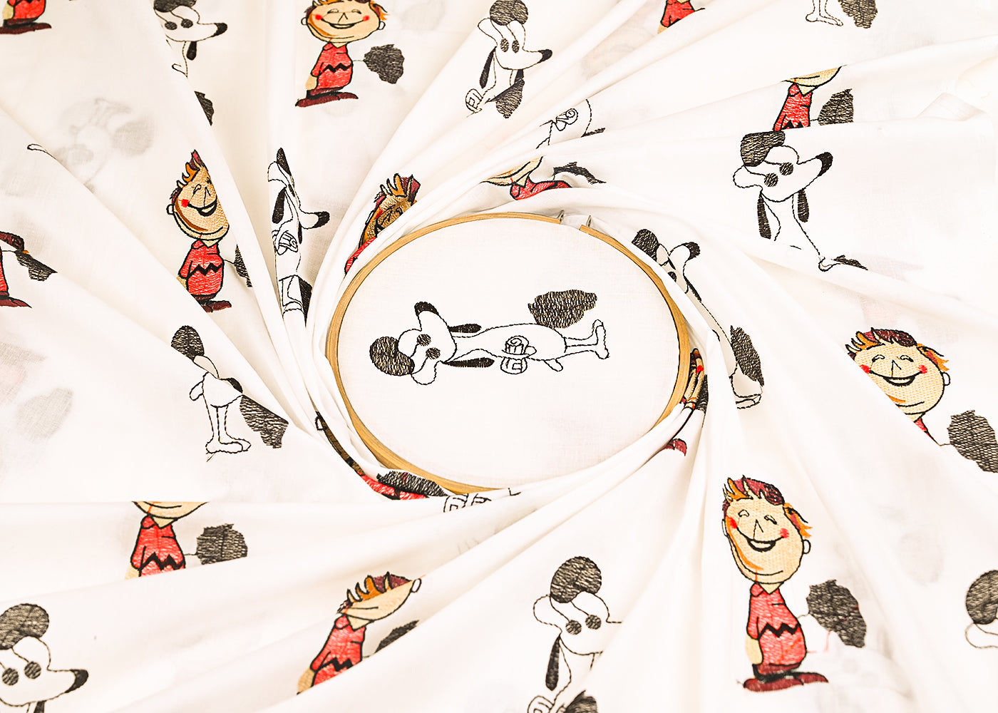 White Dyeable Cotton Fabric With All Over Multicolor Thread Work 22160