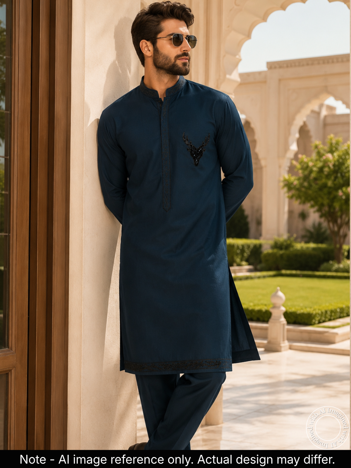 The Kohinoor - Unstitched Teal Kurta Fabric For Men 22185