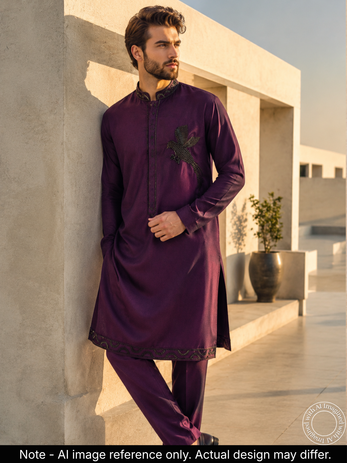The Kohinoor - Unstitched Wine Kurta Fabric For Men 22186