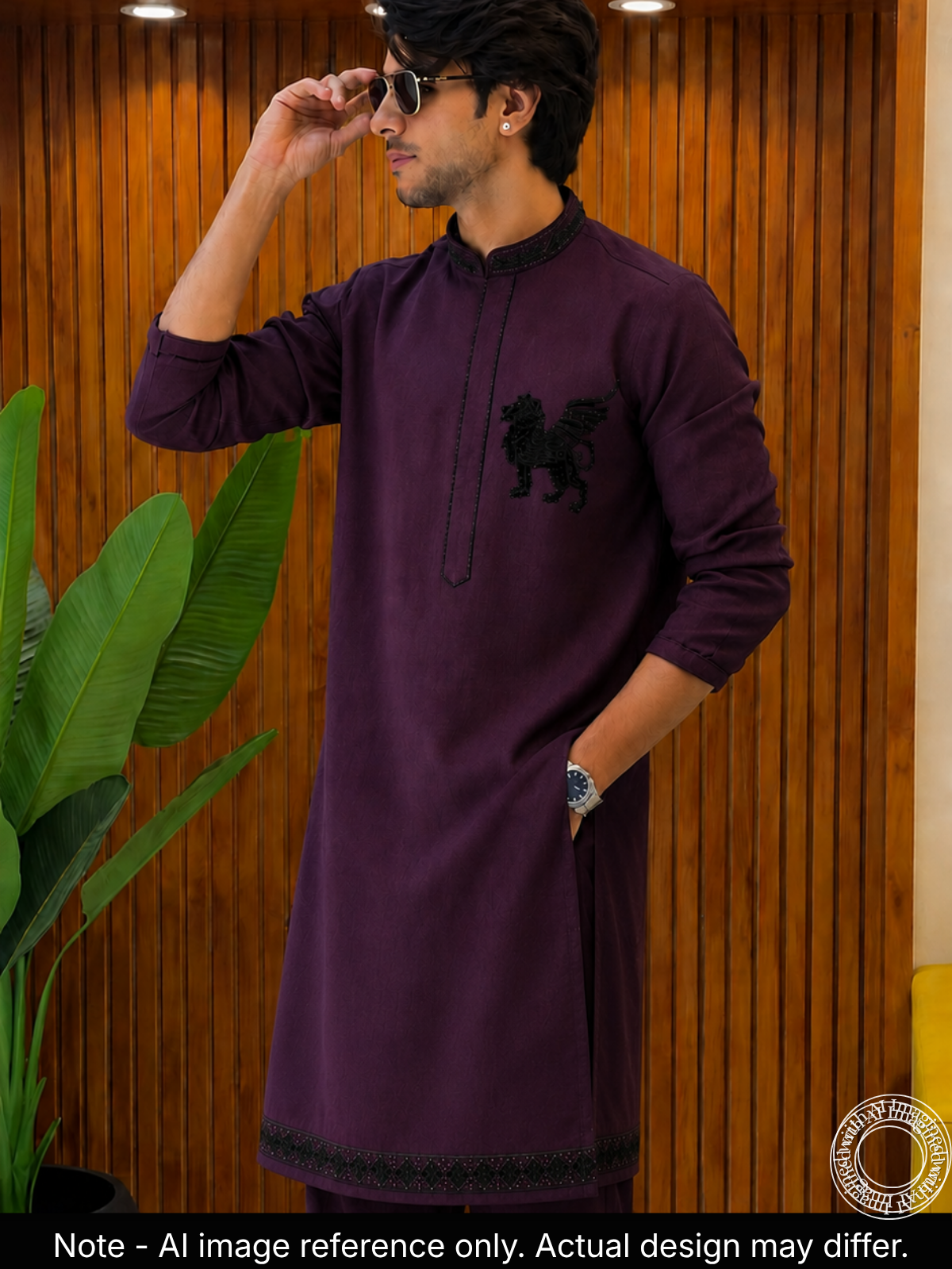 The Kohinoor - Unstitched Wine Kurta Fabric For Men 22186