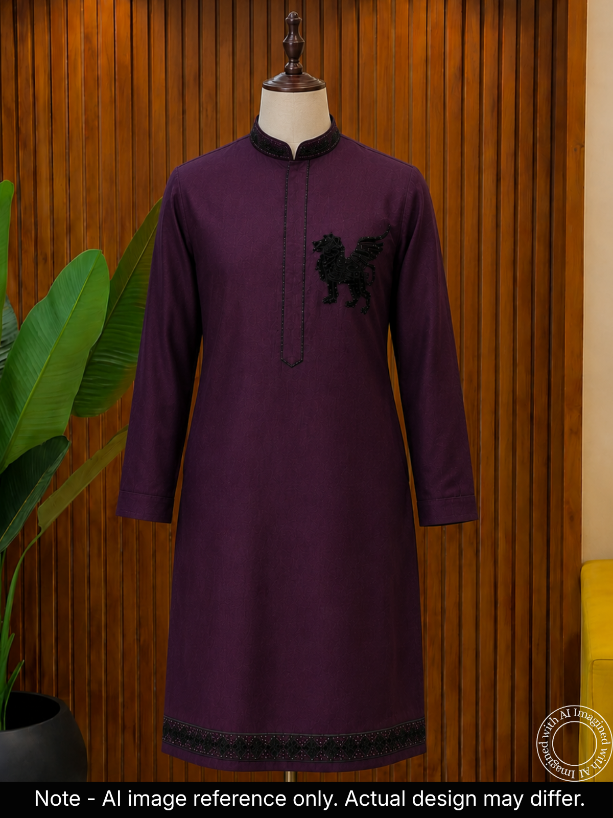 The Kohinoor - Unstitched Wine Kurta Fabric For Men 22186