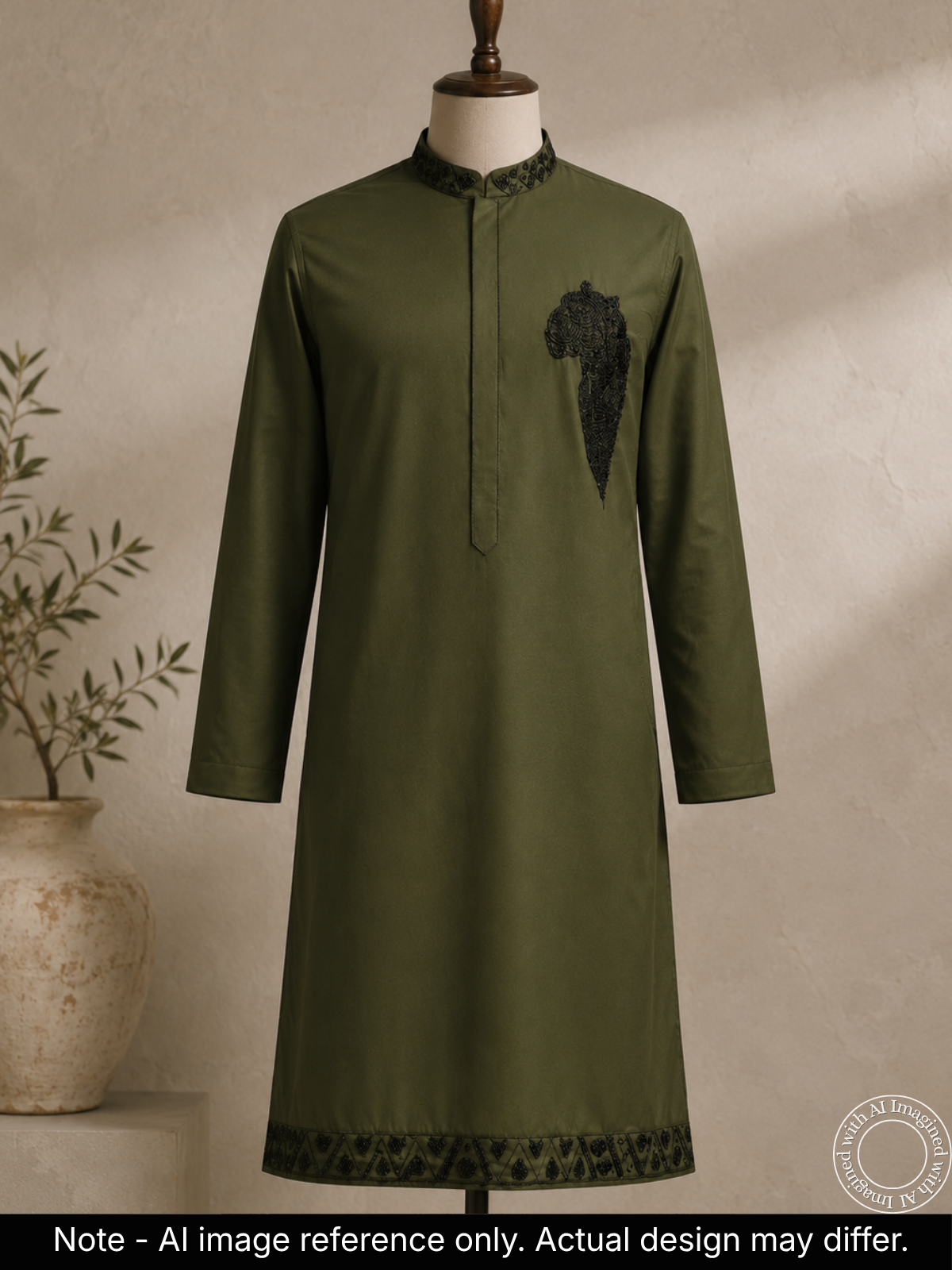 The Kohinoor - Unstitched Dark Mehendi Green Kurta Fabric For Men 22188