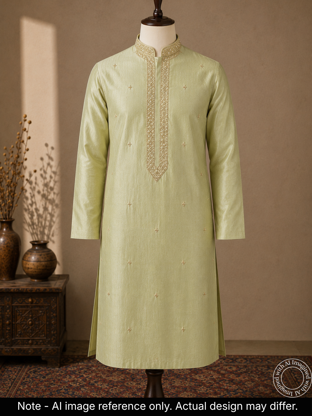 The Kohinoor - Unstitched  Light Pista Green Kurta Fabric For Men 22192