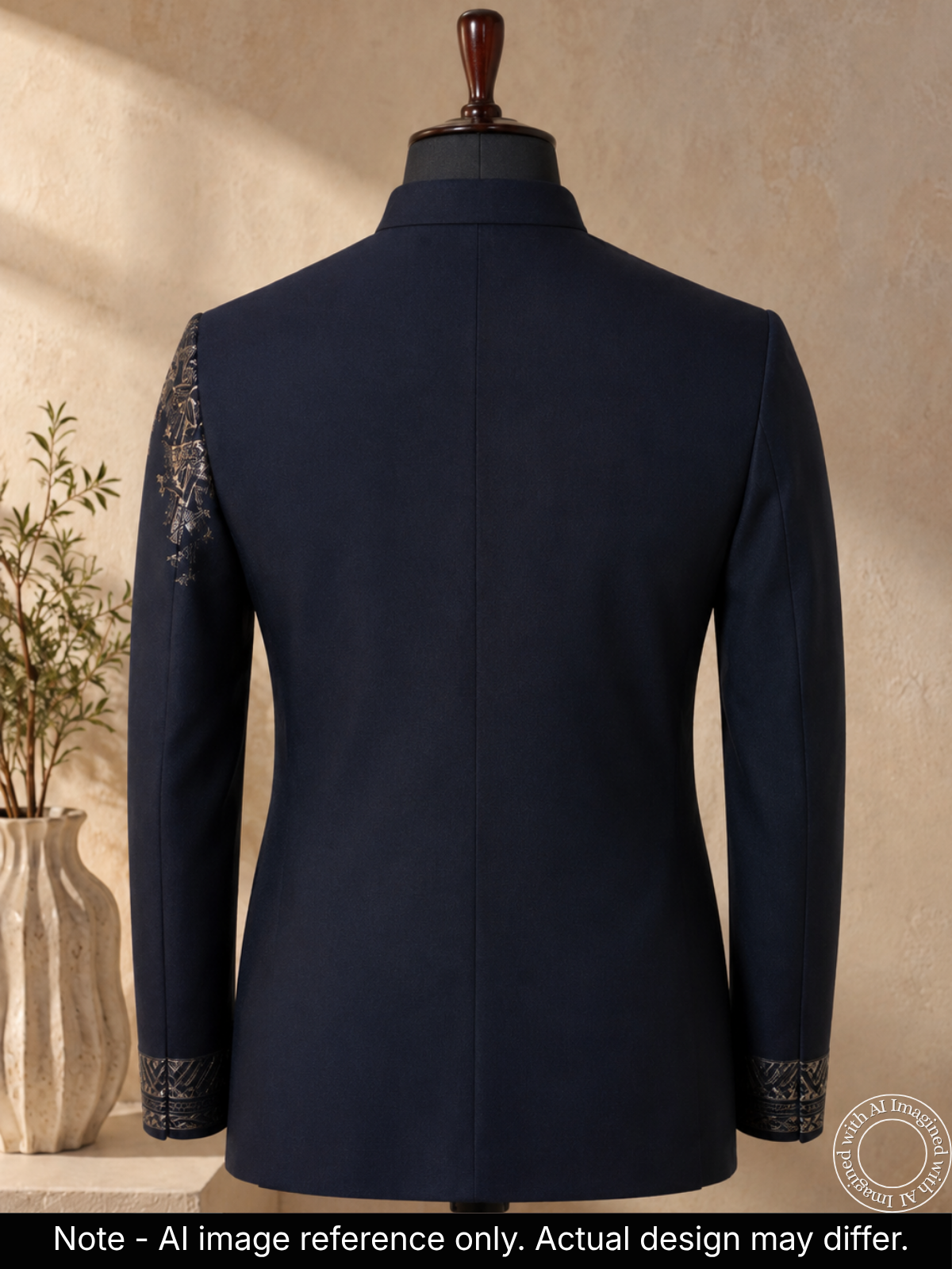The Riwaayat - Unstitched Navy Blue Jodhpuri Jacket Fabric For Men 22195