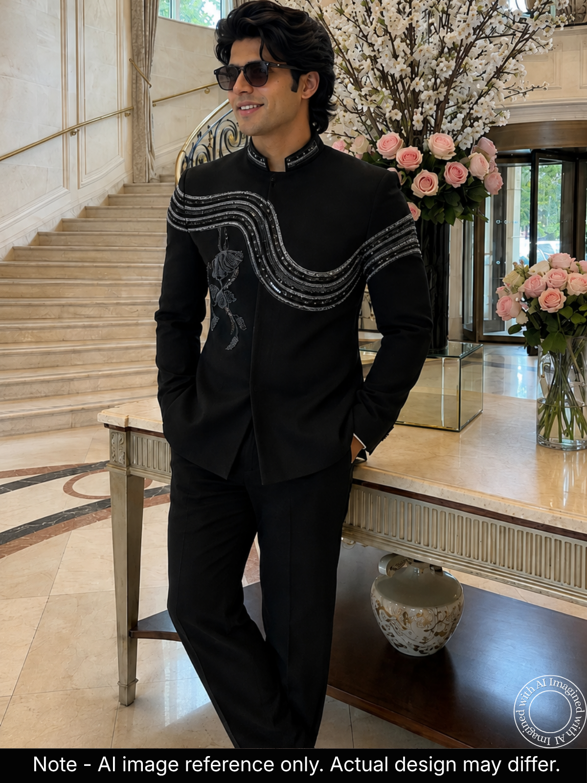The Riwaayat - Unstitched Black Jodhpuri Jacket Fabric For Men 22198